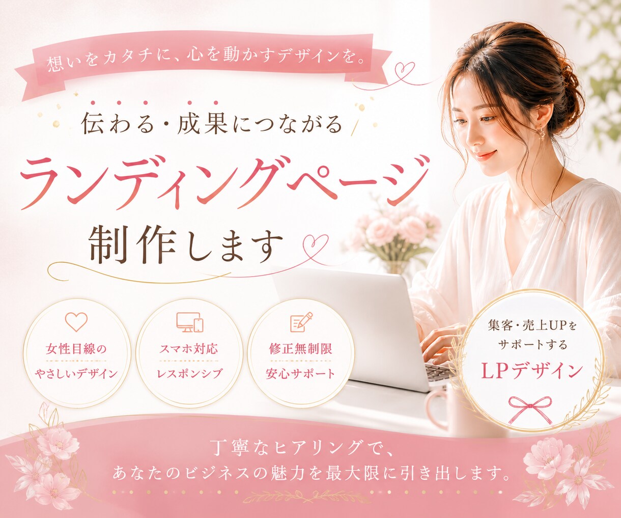 集客UP！ペライチで魅力伝わるLPを制作します 第一印象で惹きつけるオリジナルヘッダー画像つき イメージ1