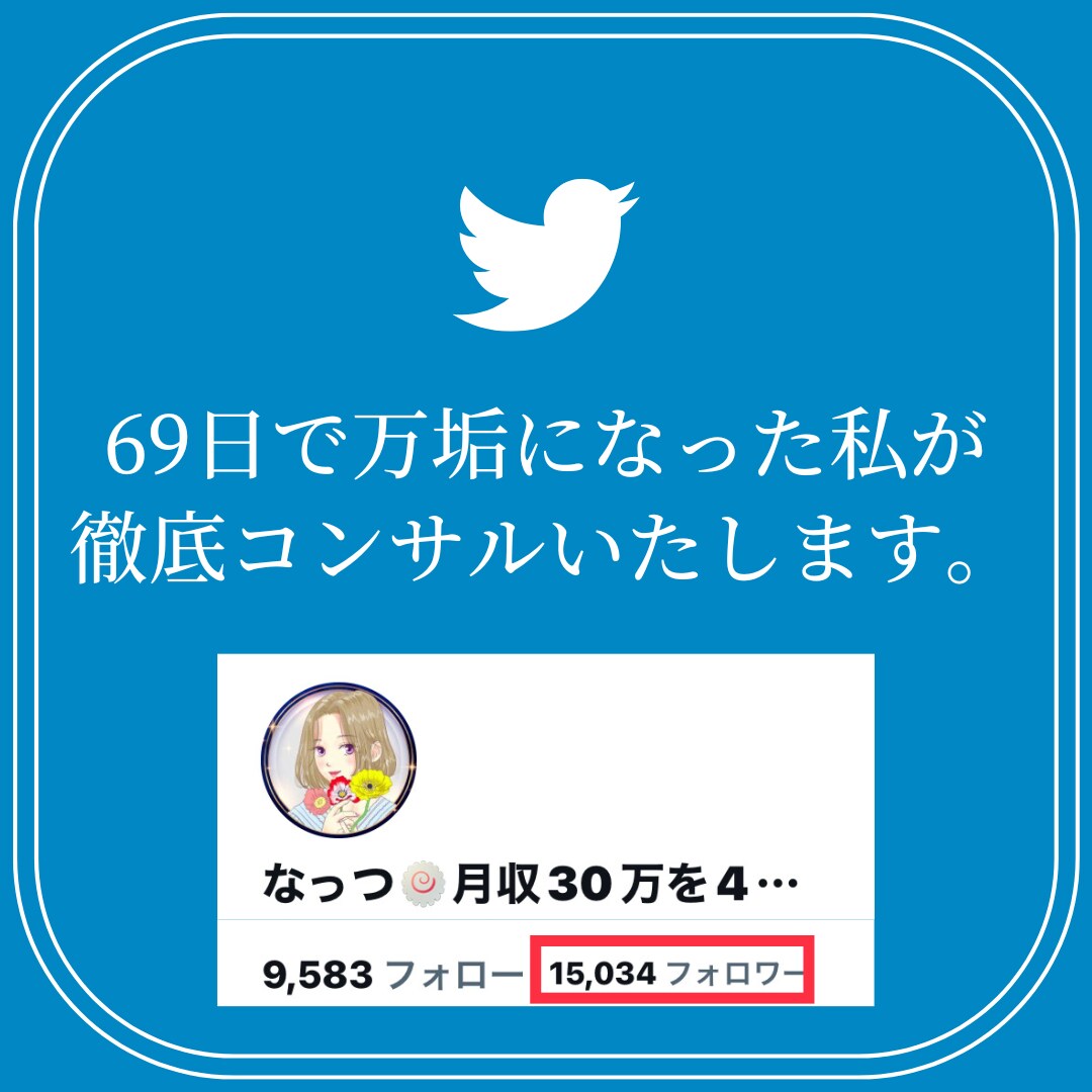 Twitterでフォロワー増やすコンサルをします 69日で万垢になった私がフォロワーの増やし方をお教えします イメージ2