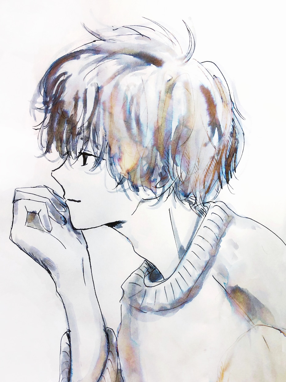 商用可・目を引く印象的なインクイラストお描きます アイコン•歌ってみた動画・MV・配信・小説表紙・プレゼントに イメージ1
