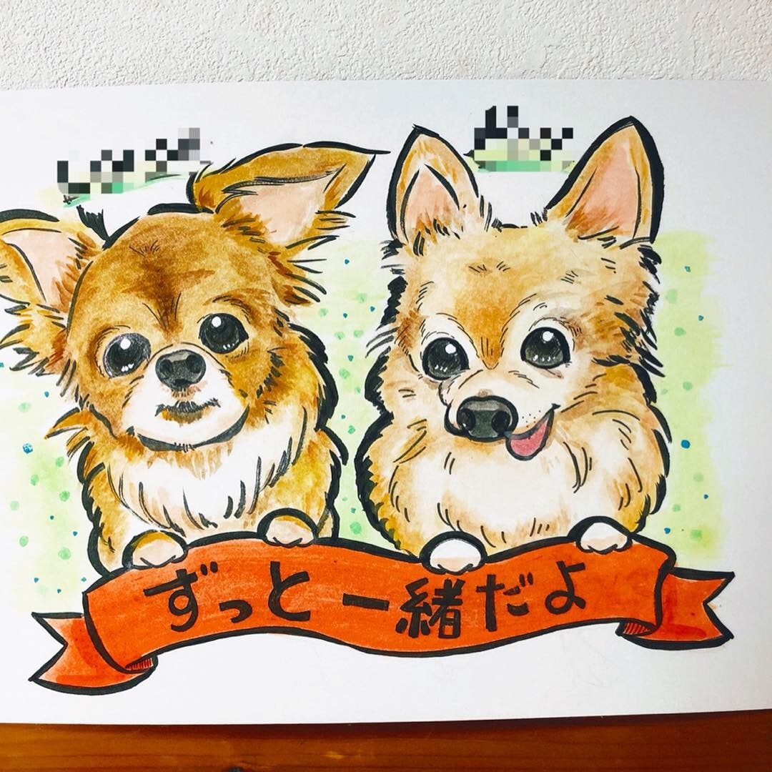 心温まるカワイイ似顔絵お描きします 水彩画の鮮やかで可愛らしい似顔絵お描きします。 イメージ4
