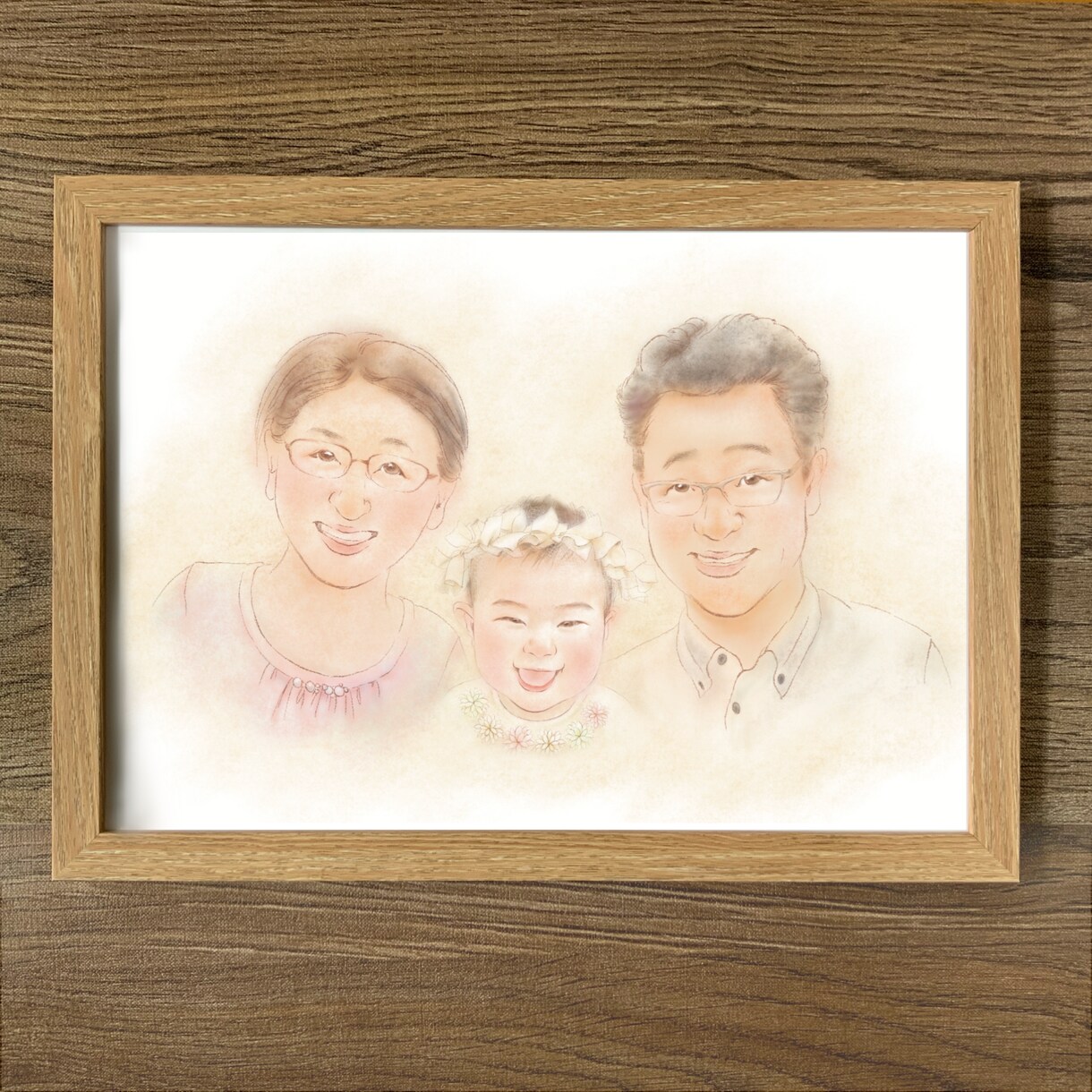 出産祝いにも！想いのこもった似顔絵描きます A4サイズ♪ご自身の手書きメッセージ入りで愛されプレゼントに イメージ2