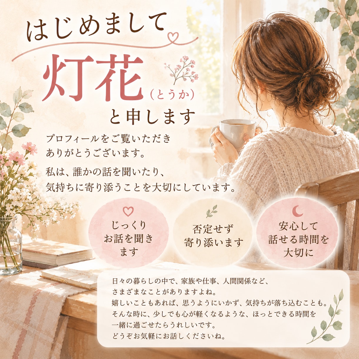 誰にも言えない愚痴や悩みをお聞きします。ます 否定せず、あなたの気持ちに寄り添います。 イメージ2