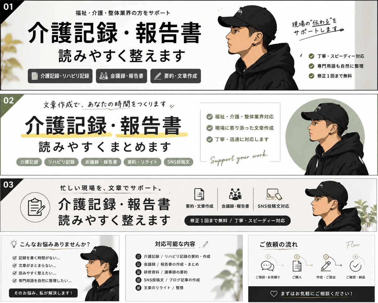介護記録や報告書を簡潔で読みやすくまとめます 福祉・整体業界向けに自然な文章へ整えます イメージ1