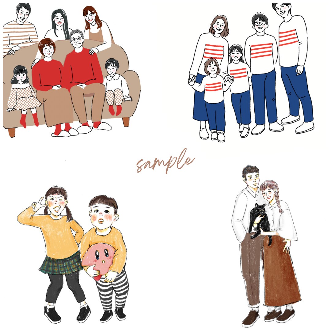 あたたかいタッチで家族のイラスト描きます 大切な方の雰囲気を大事にして描かせていただきます イメージ8