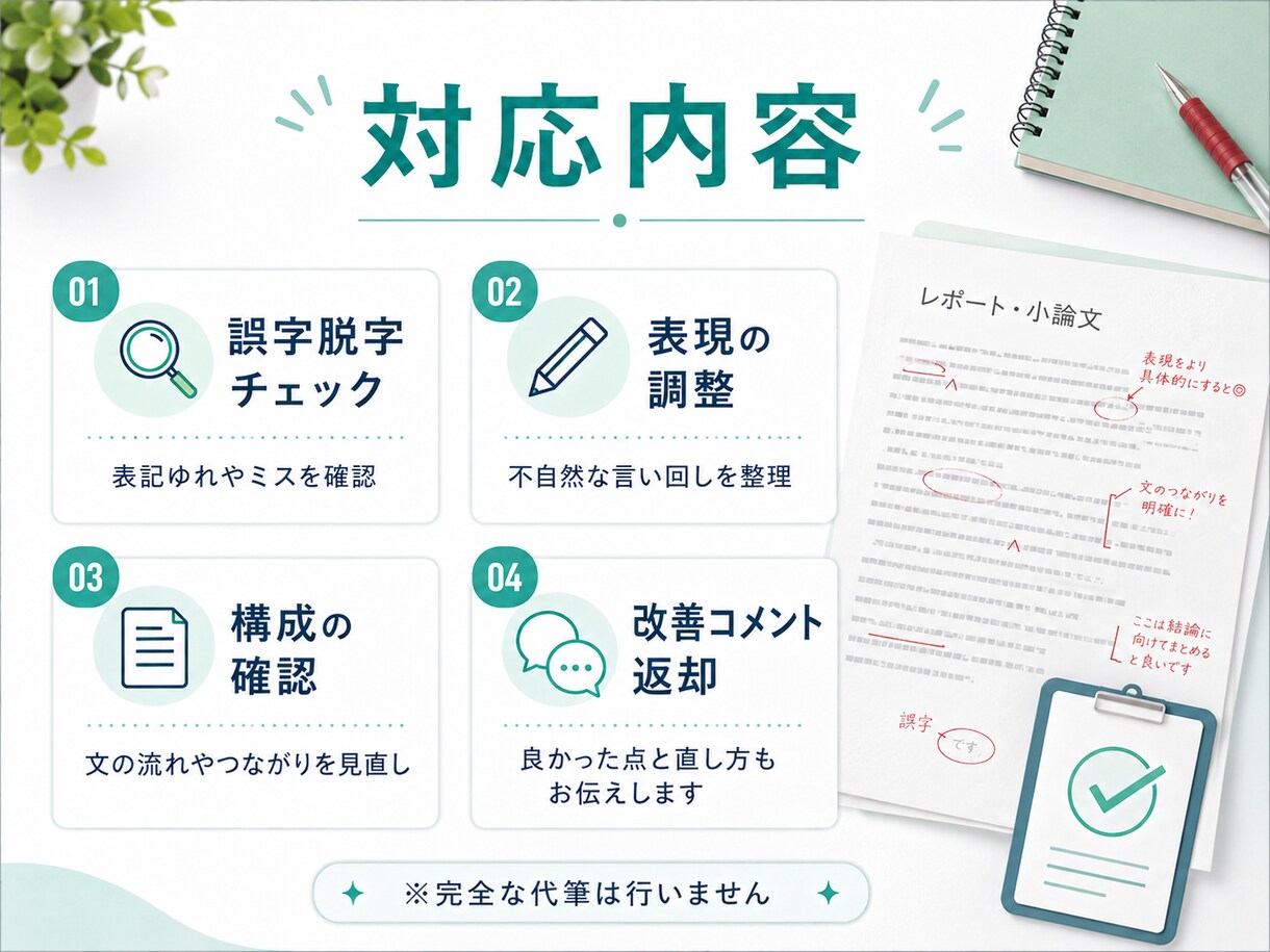 レポート文章を添削します 誤字脱字から構成まで丁寧に見ます イメージ2