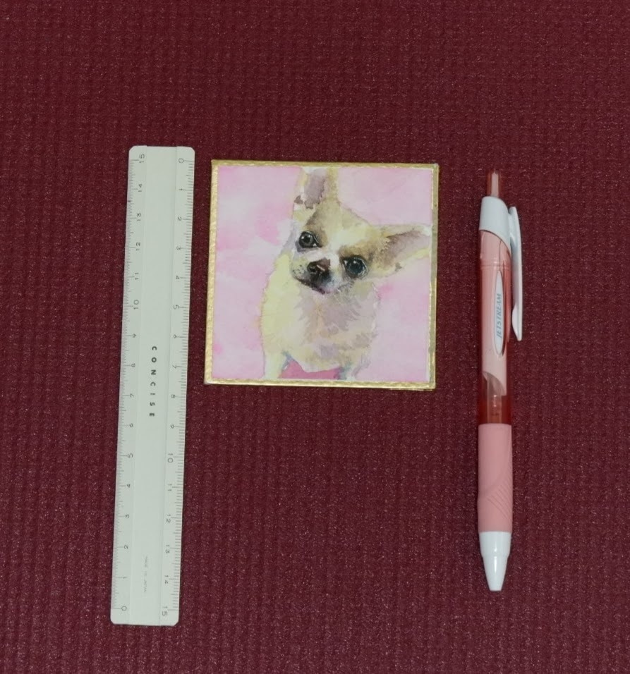ペットちゃんをミニ色紙に描きます 【アナログ原画】世界で１枚だけの特別な豆色紙 イメージ3