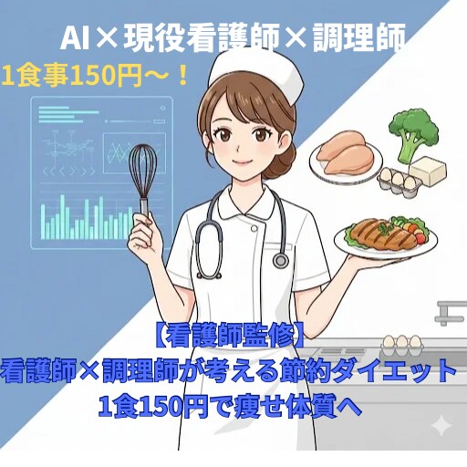 1食150円！看護師監修節約ダイエット献立作ります 現役看護師×調理師×AIが、美味しく安く痩せる献立を提案。 イメージ1