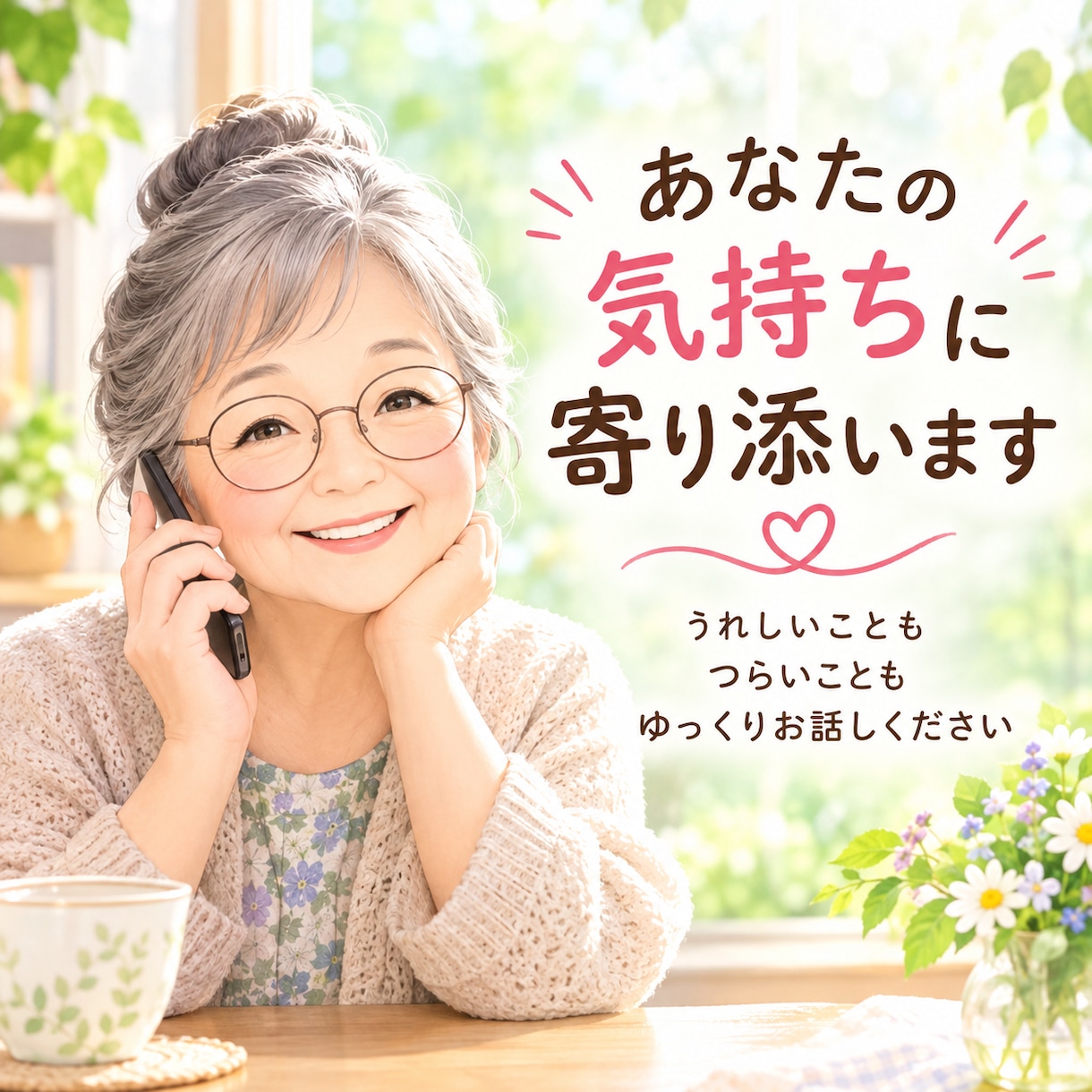 愚痴も雑談も☆ みっちゃんがお話相手になります 人生経験豊かな私が、あなたのお話をゆっくりお聴きします♡ イメージ1