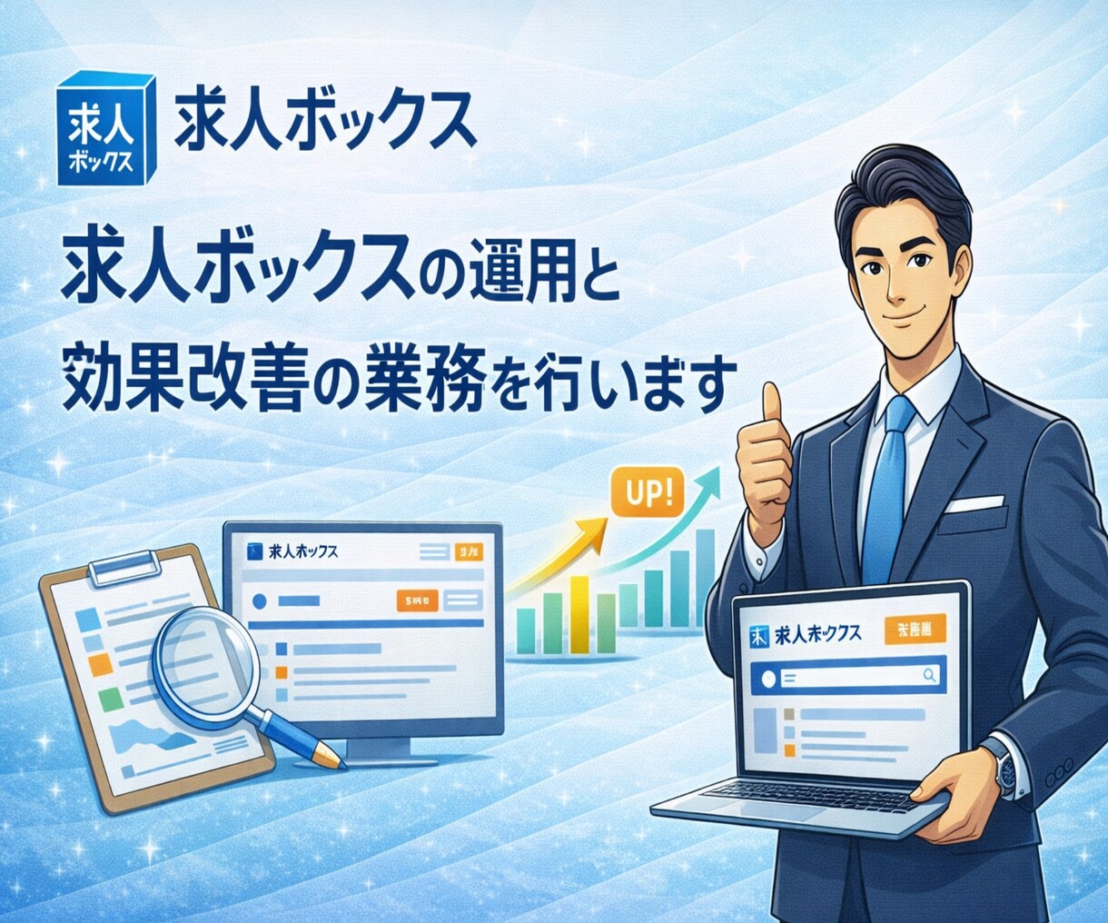 応募獲得！求人ボックスの運用＆効果改善をしますます 求人ボックス認定パートナー企業の採用マーケターによるご支援！ イメージ1