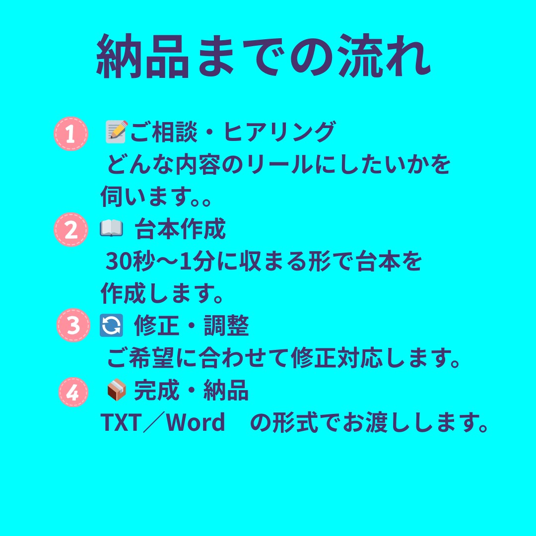 SNSリール・動画用のシンプルな台本を作ります 初心者歓迎!AIであなたらしいリールを作ります イメージ3