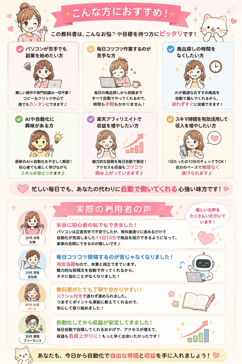 一人でできる！楽天アフィリエイト自動化 教科書ます 商品探しやThreads投稿文作成、コピペでカンタン自動化！ イメージ3