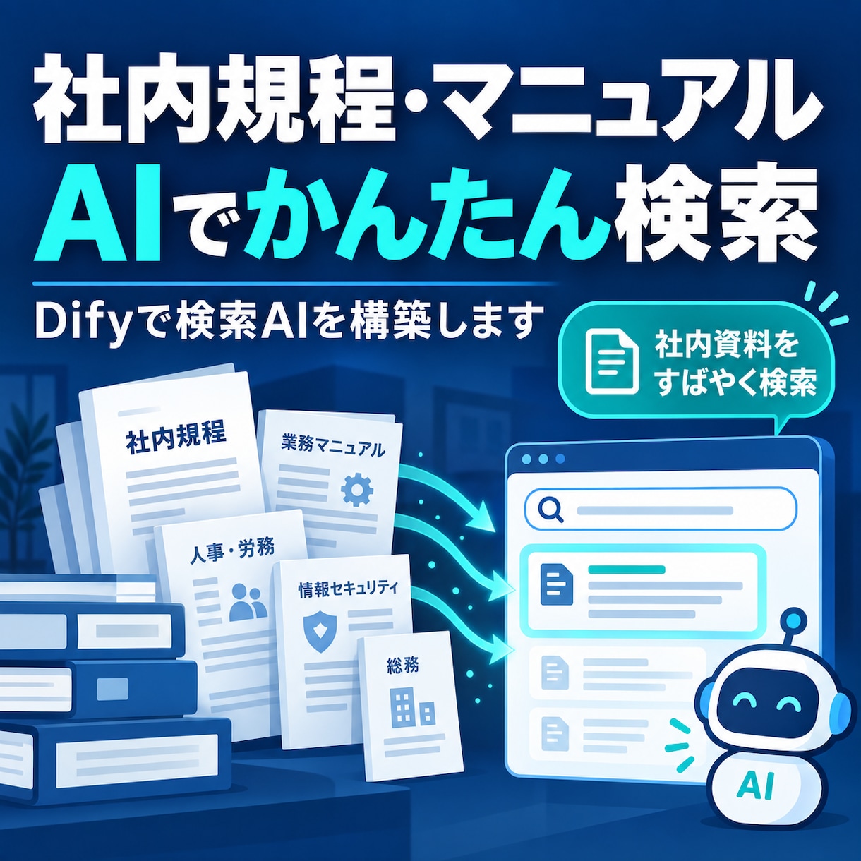 Dify Webサイト問合わせ対応AI作成します 初心者向け社内問い合わせをDifyで作成する手順を教えます。 イメージ1