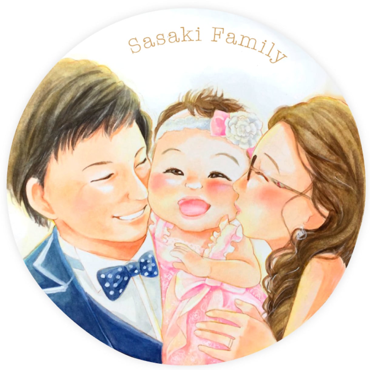 円形の似顔絵/全て額付き！やさしいタッチで描ます 心を込めて円形の似顔絵をお描きします。 イメージ8
