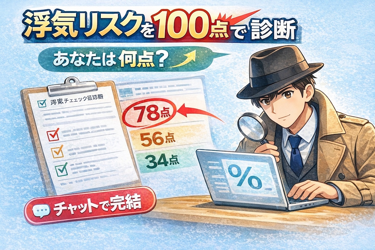 浮気リスクを100点満点で診断します その違和感、点数で可視化します イメージ1