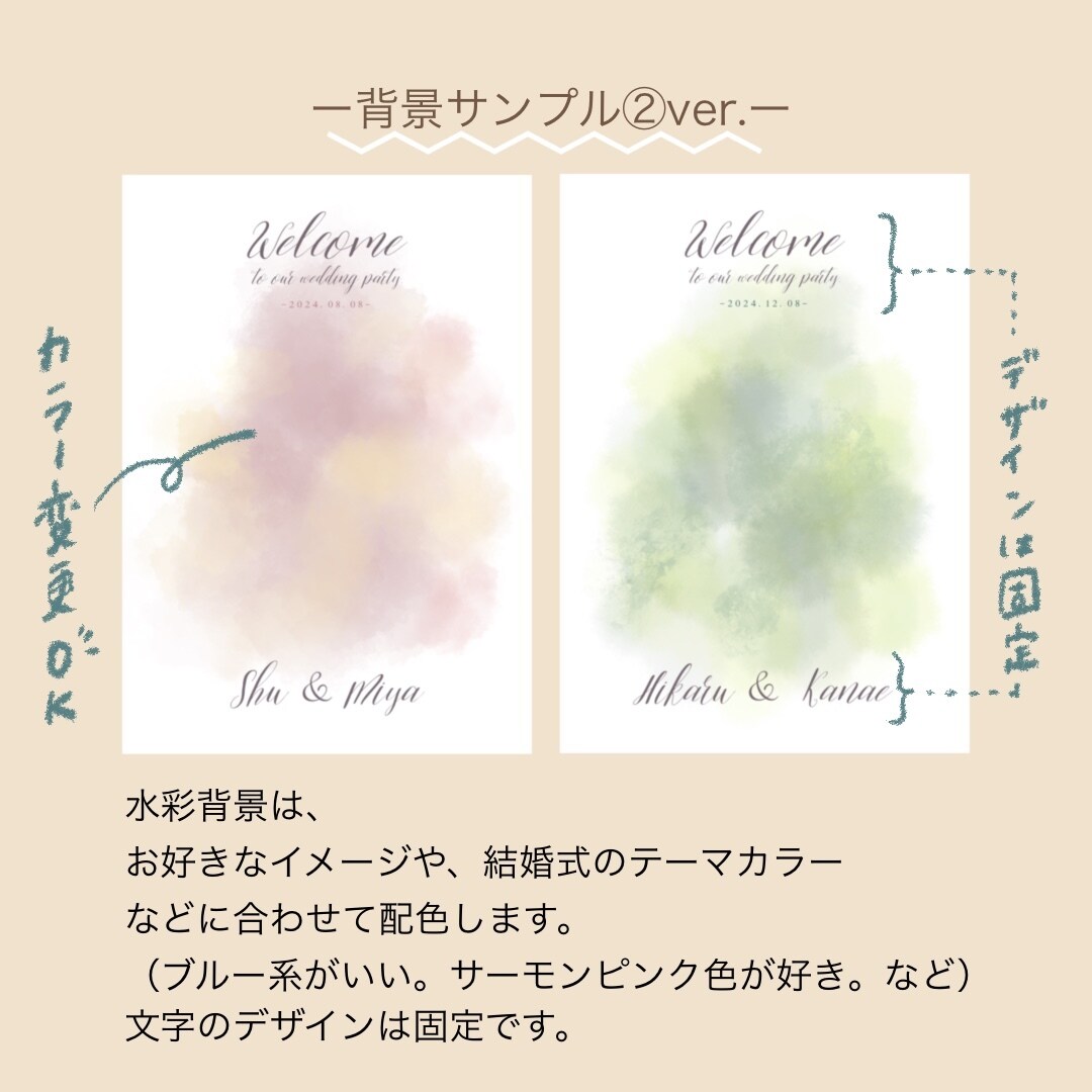 鉛筆画風の優しい似顔絵ウェルカムボード制作します 背景が2パターンから選べる⭐︎データ納品ウェルカムボード イメージ7
