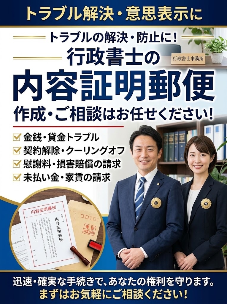 内容証明郵便作成発送代行します 解約、貸金返還催告、時効の援用・停止、等通知に対応 イメージ1