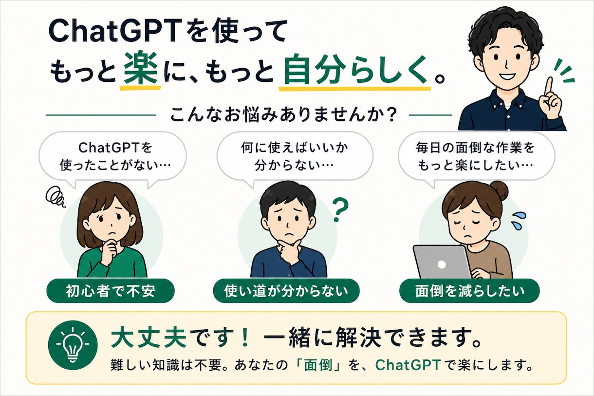 ChatGPTで面倒な作業を1つ楽にします AI初心者の「これ面倒…」をあなた専用に楽にします イメージ2