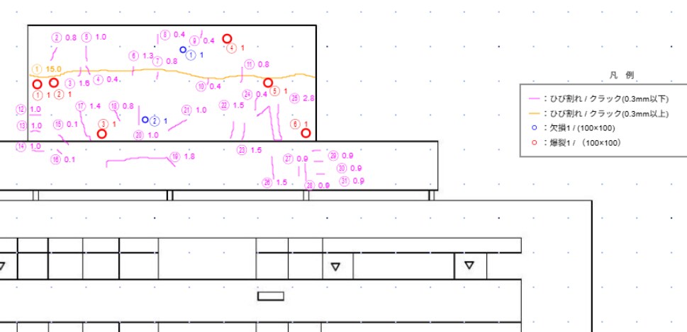 躯体・タイル劣化図作成承ります 補修箇所の集計、立面図のトレースも対応致します イメージ2