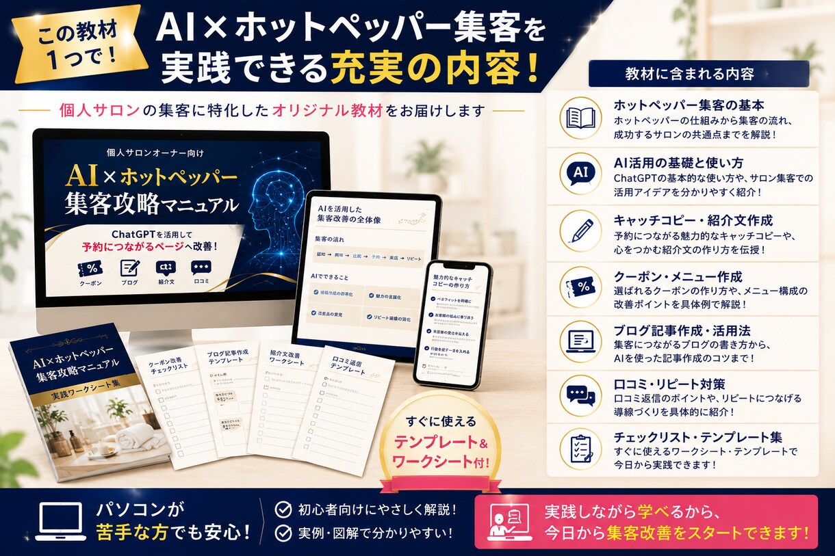 集客に繋がるAI活用ホットペッパー集客法を教えます AIを活用したホットペッパービューティーでの集客法を伝授！ イメージ4