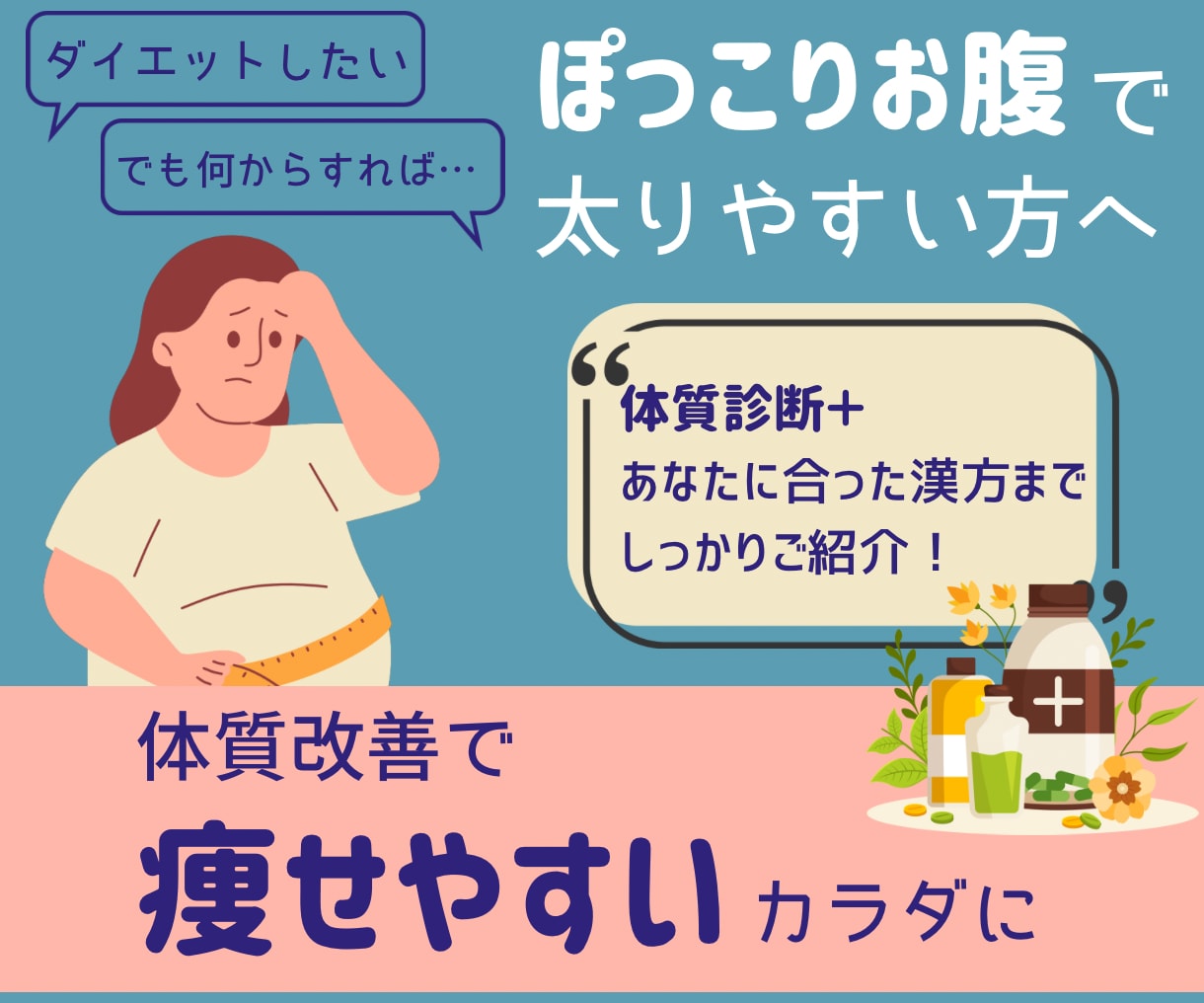 あなたの体質に合った漢方教えます 体質に合う漢方で『食事制限なし』『運動なし』のダイエット体験 イメージ1