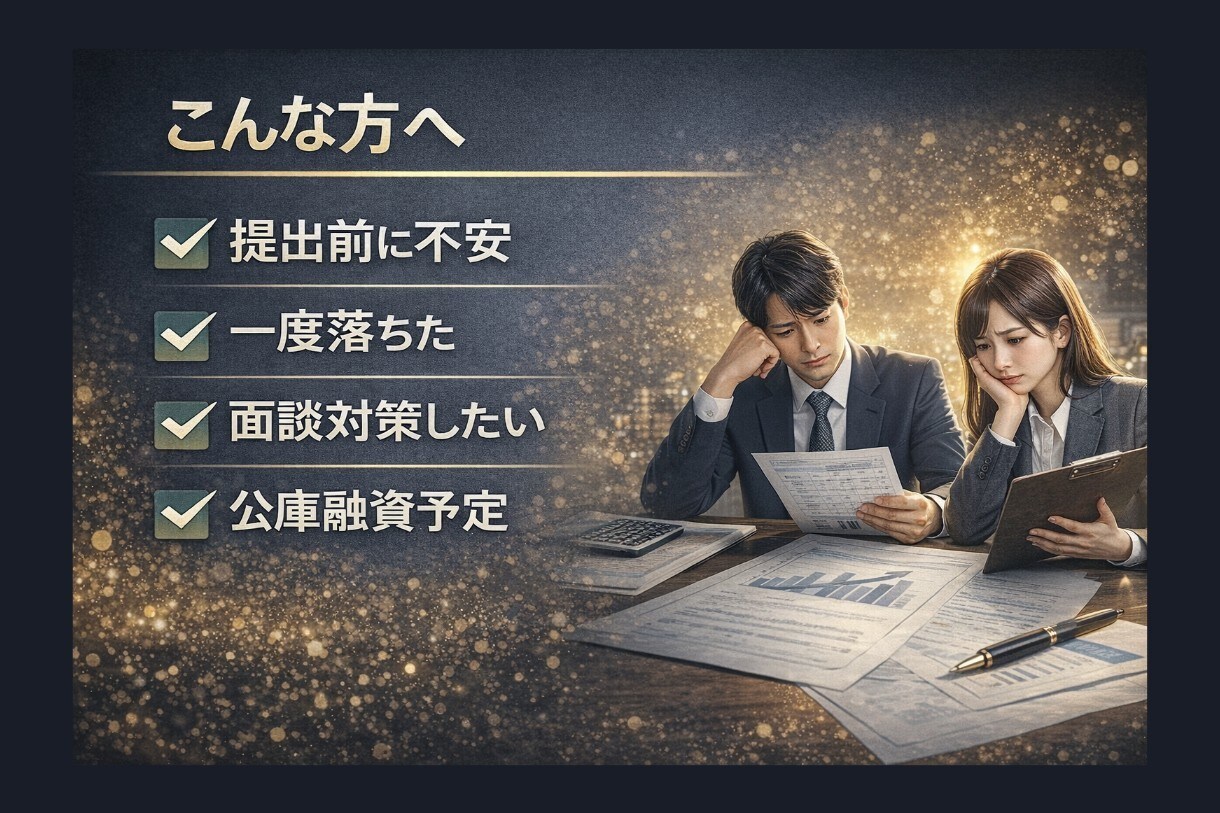 日本政策金融公庫の事業計画書を整えます 審査目線で弱点と面談対策を整理します！ イメージ6