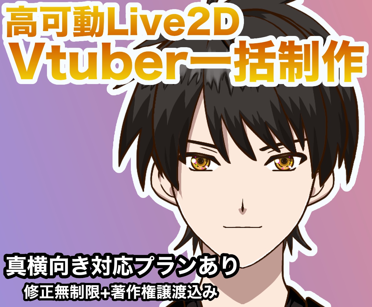 真横向き可!男性Vtuber作成します 新Grade導入!配信スタイルに合わせた可動域で提供 イメージ1