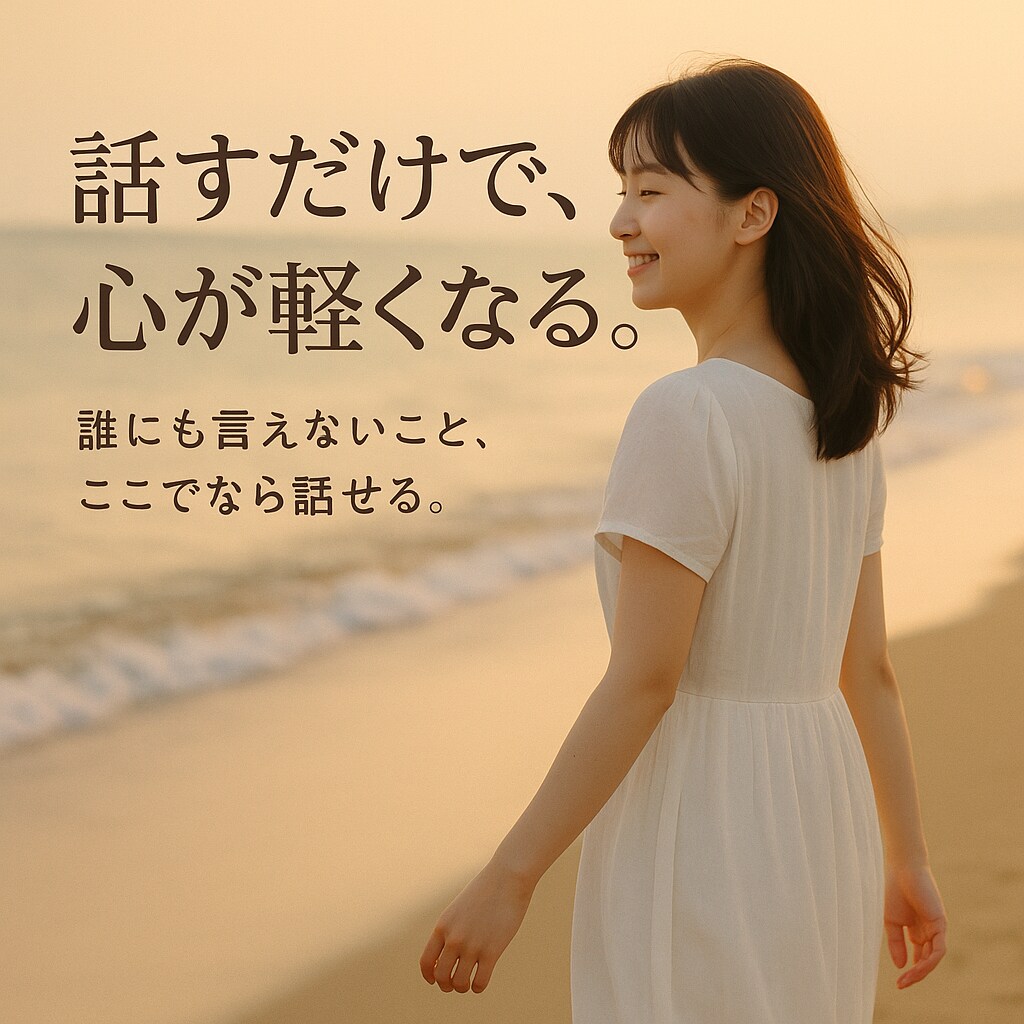 話すつもりはなかったのに気づけば心を開いてた。ます 「そっと寄り添う、あなた専用の“聞き役”です。」 イメージ1