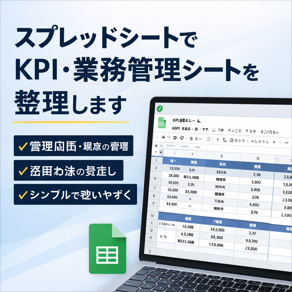 スプレッドシートでKPI・業務管理シート作成します 管理項目・構成・運用方法を実務目線で設計 イメージ1