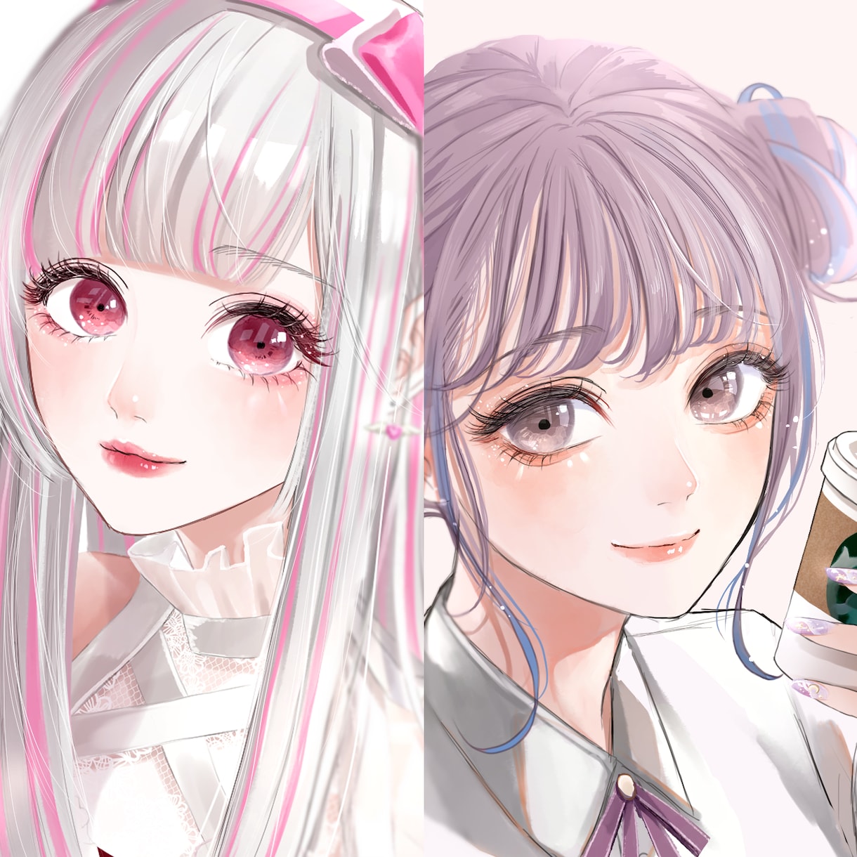 再開☆メイクが可愛いイラスト描きます おしゃれで大人可愛いメイク、まつ毛が特徴のイラストです。 イメージ5
