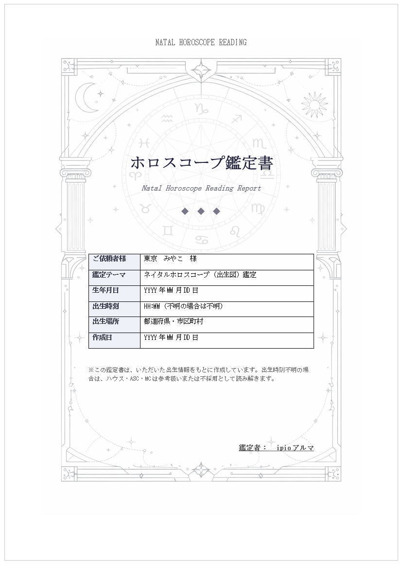 出生図から恋愛・仕事・対人傾向を読み解きます 自分を知り、これからの選択に活かせる占星術鑑定書 イメージ2