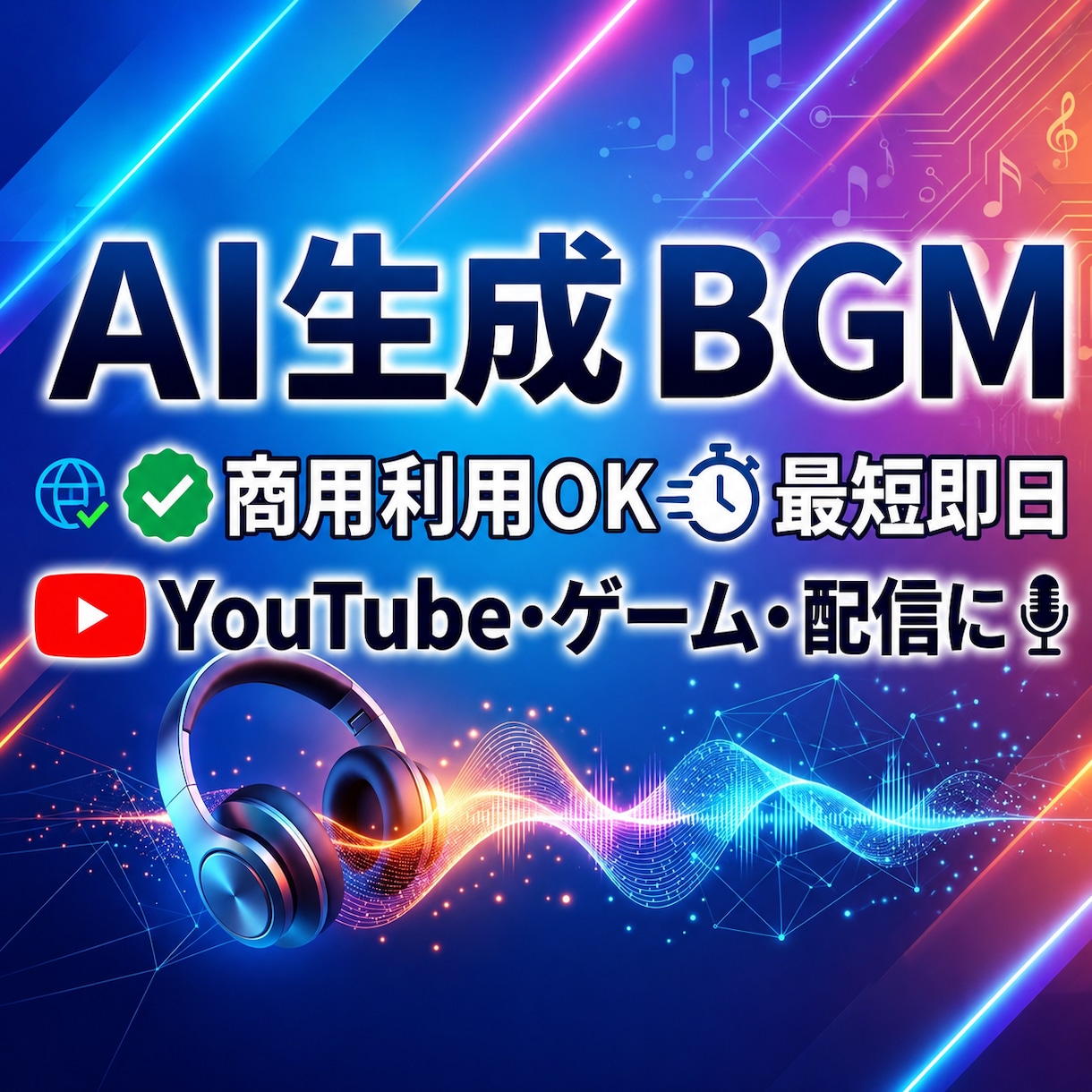 AI生成でオリジナルの音楽を作ります 【商用利用OK】あなただけのオリジナル音源を作曲致します！ イメージ1
