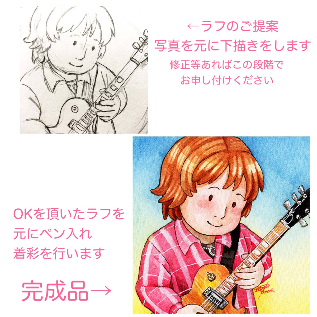 水彩似顔絵アイコンを描きます 温かみのある手描きの可愛いイラスト優しい雰囲気に仕上げます イメージ2