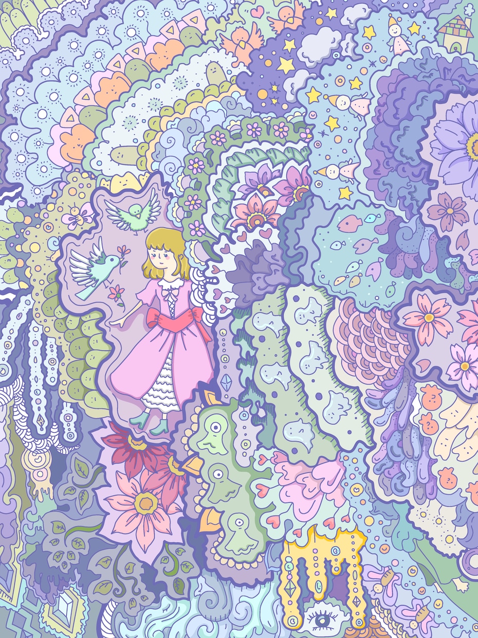 独創的な世界観をイラストを制作します 誰とも被らない、独創的なカラフル線画はいかがでしょうか！ イメージ4