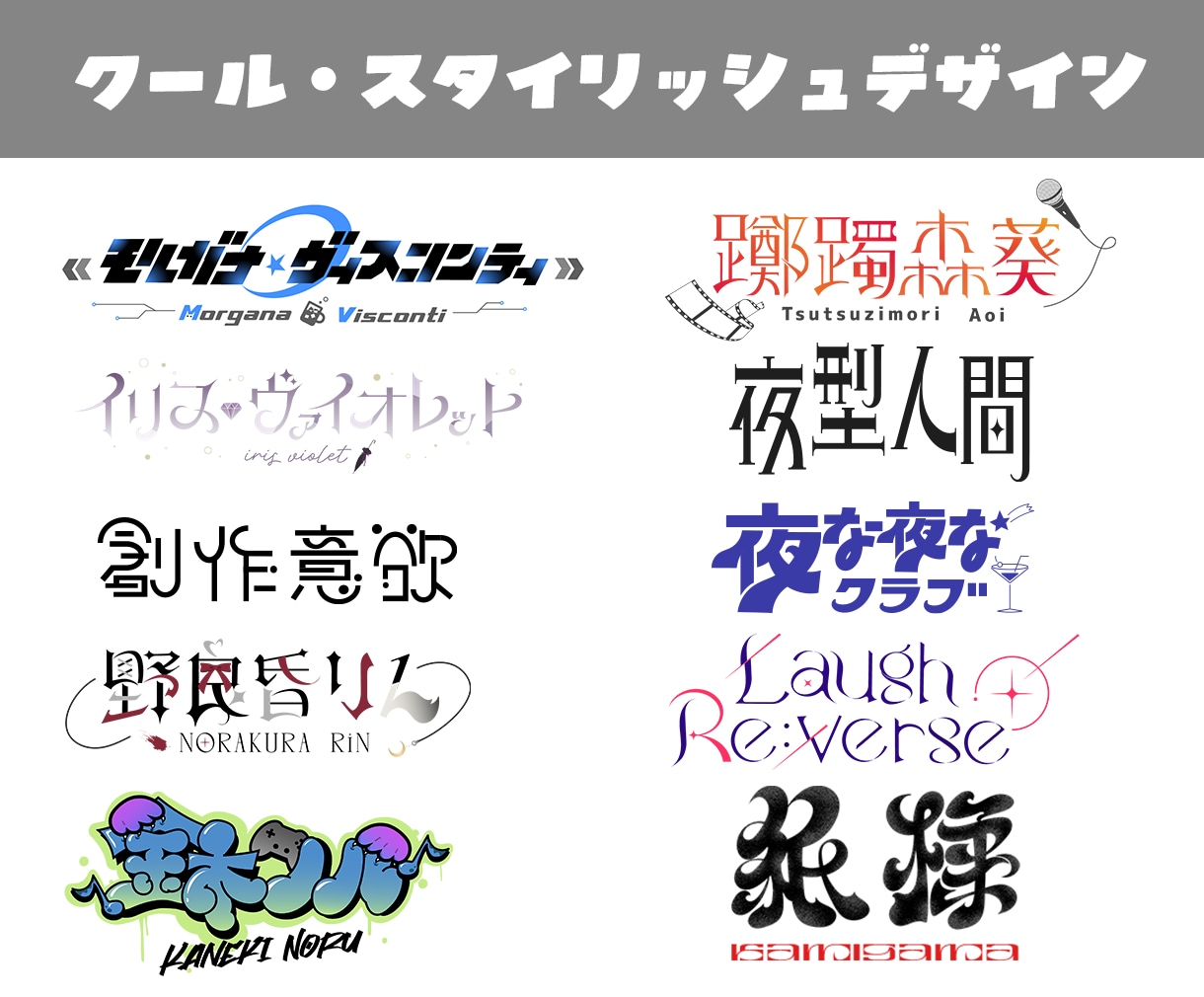 ネームロゴ、タイトルロゴなど幅広く承ります 文字から装飾までオリジナリティ溢れるロゴお作りします！ イメージ4