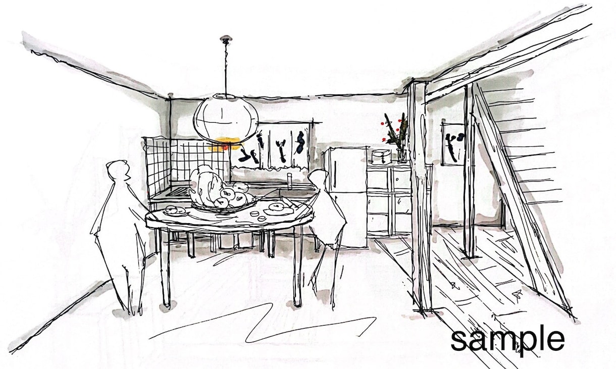 手描きで空間のイメージスケッチ制作いたします 住宅から店舗まで対応可能です！ イメージ6