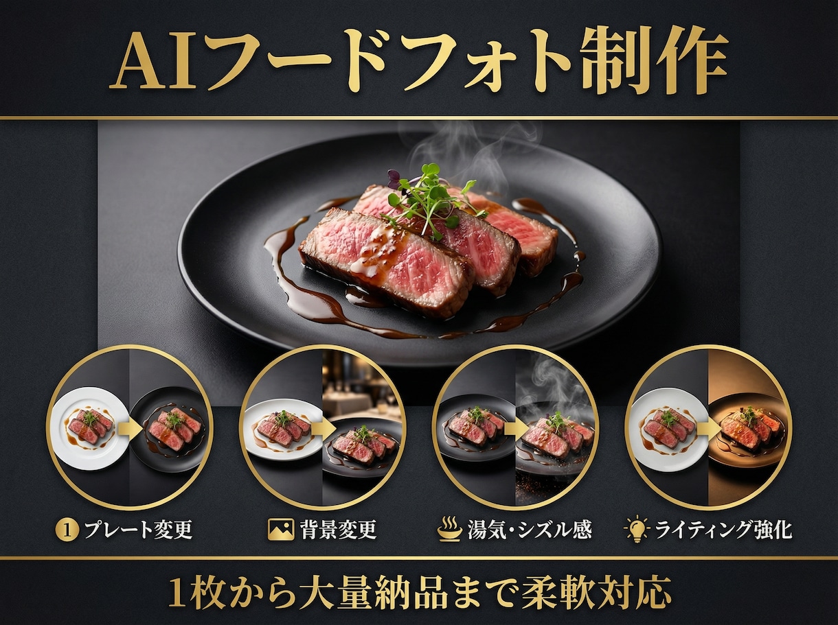 スマホの料理写真をAIでプロ級の画像に加工します スマホで撮った料理写真が、ミシュラン掲載店のような一枚に！ イメージ2