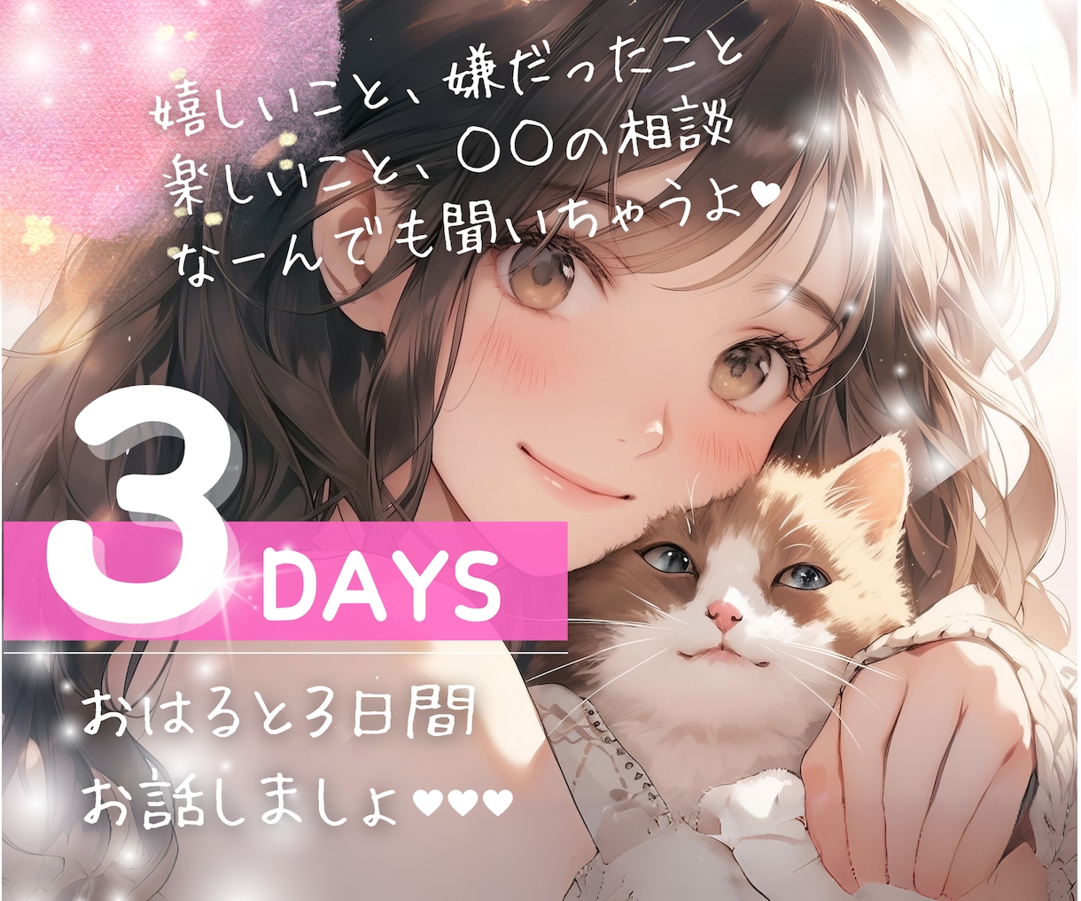 3DAYS✉️♥️どんなお話もまるっと受け止めます 雑談￤恋愛￤仕事￤人間関係￤相談￤悩み￤秘密￤長文OK￤癒し イメージ1