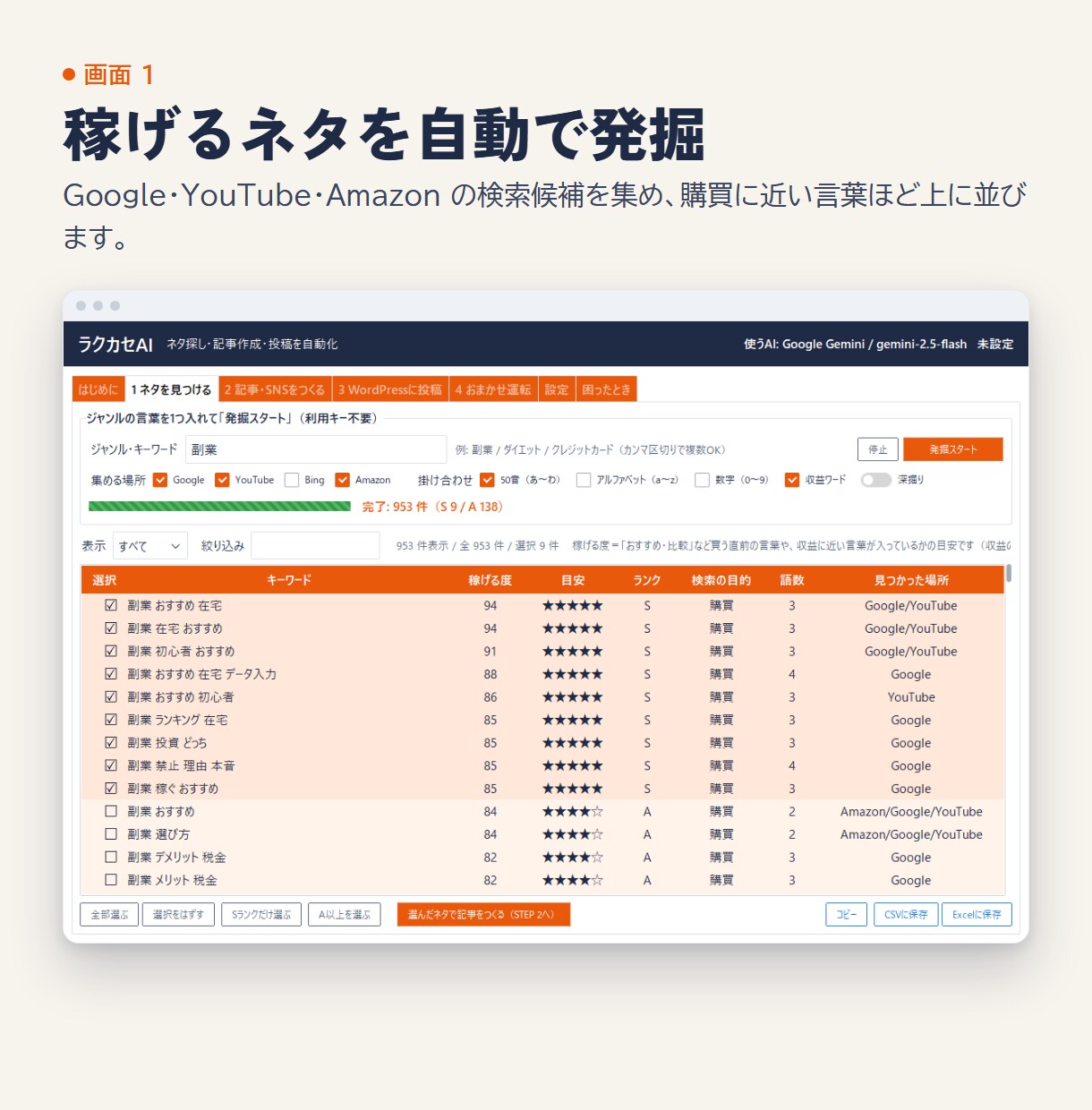 ブログ記事とSNSをAIで自動作成ツール渡します キーワードでネタ探し→記事→WordPress投稿まで自動化 イメージ4