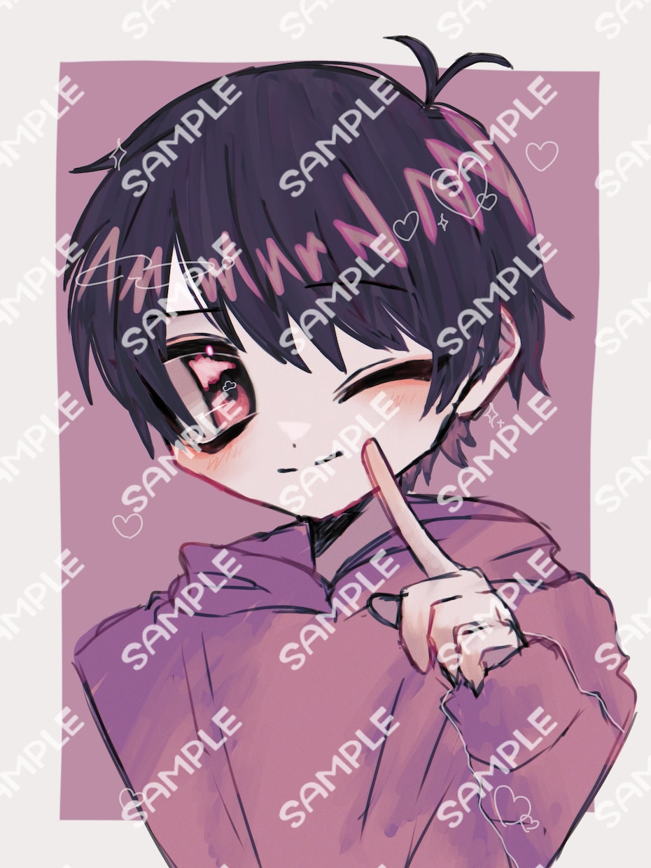 目が大きく特徴的な厚塗り風イラスト描きます 男の子でも女の子でも◎SNSのアイコン等にいかがでしょうか イメージ2