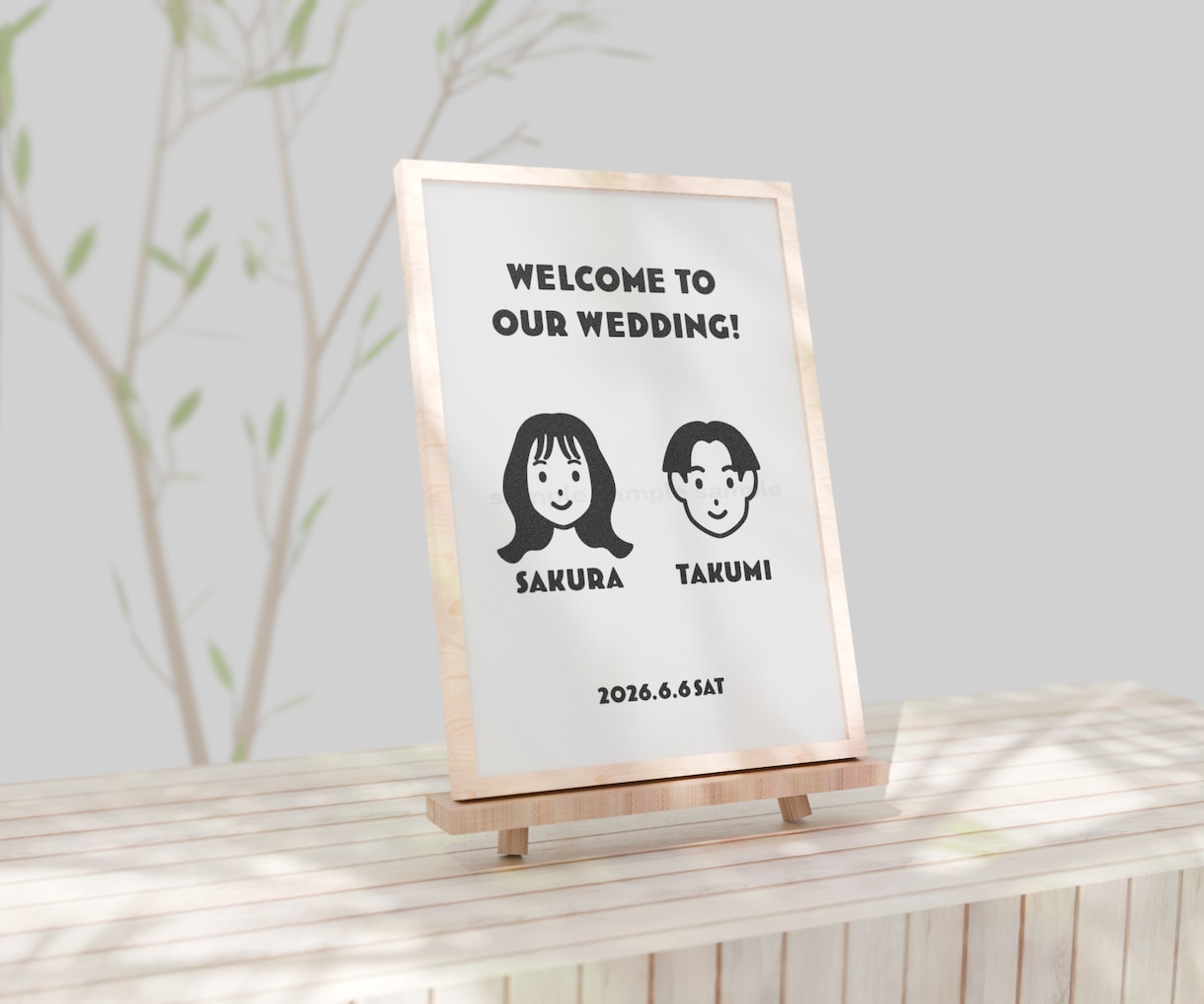 プロがご夫婦のイラストのウェディングボード作ります オプションでペットのイラスト追加やおまかせ印刷にもご対応！ イメージ1