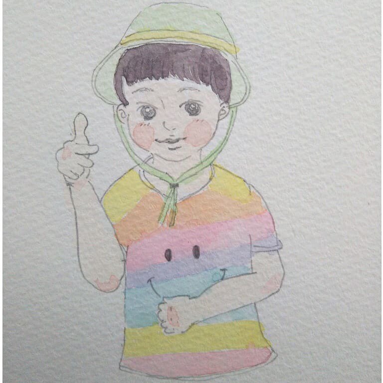優しいタッチの水彩画似顔絵描きます 水彩絵の具と水彩色鉛筆を使い優しい感じの似顔絵を制作します イメージ4