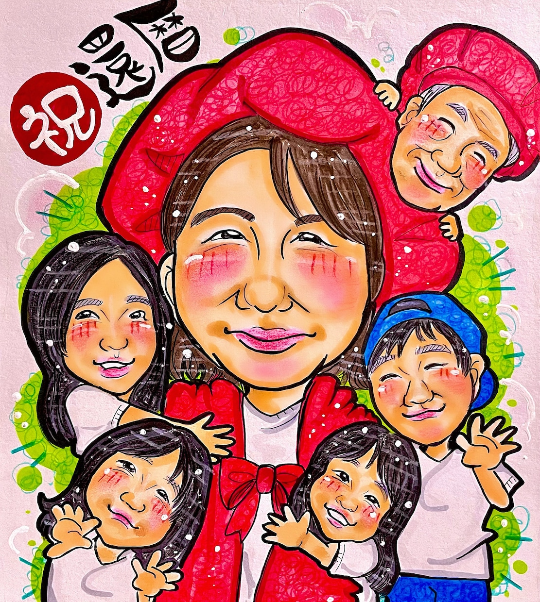 皆様が笑顔になれる。そんな似顔絵を作成致します 家族やプレゼントに素敵な笑顔の似顔絵はいかがでしょうか✩.) イメージ7