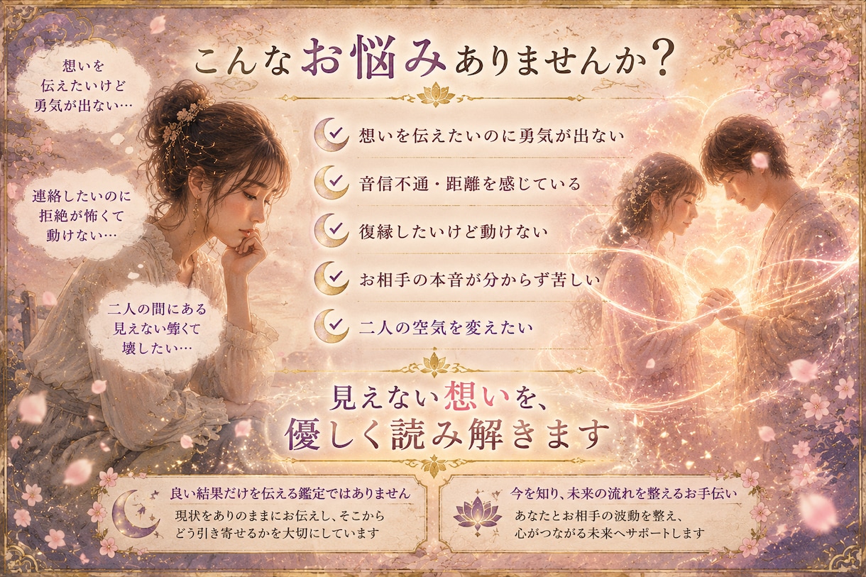 思念伝達❤️波動を整えあの人へ純粋な想いを届けます 【復縁・片思い・複雑愛】言葉にできない気持ちを潜在意識へ イメージ2