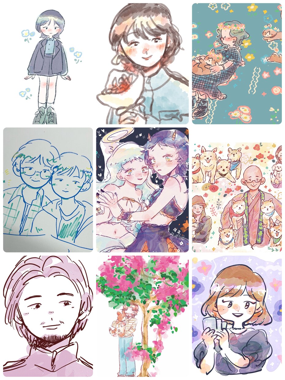 ふんわりほんわかした人物のイラスト描きます 水彩タッチのデジタルイラストお描きします！ イメージ1