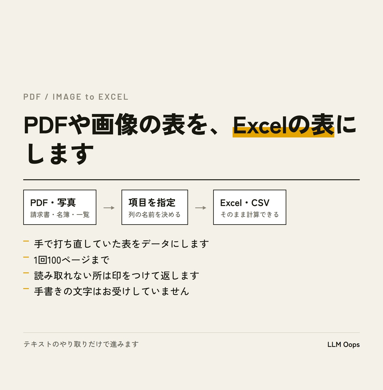 PDFや画像の表をExcelにします 請求書・名簿・一覧を、打ち直さずデータにします イメージ1