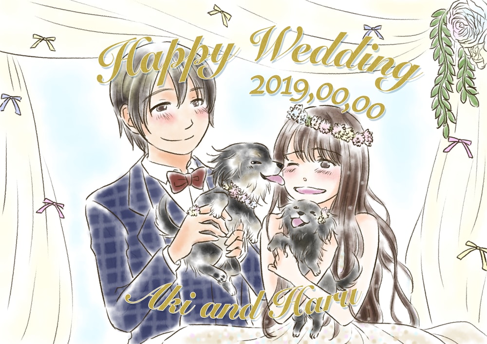 幸せいっぱいのウェディングイラストをお描きします ふたりのときめく世界観をかたちに イメージ3
