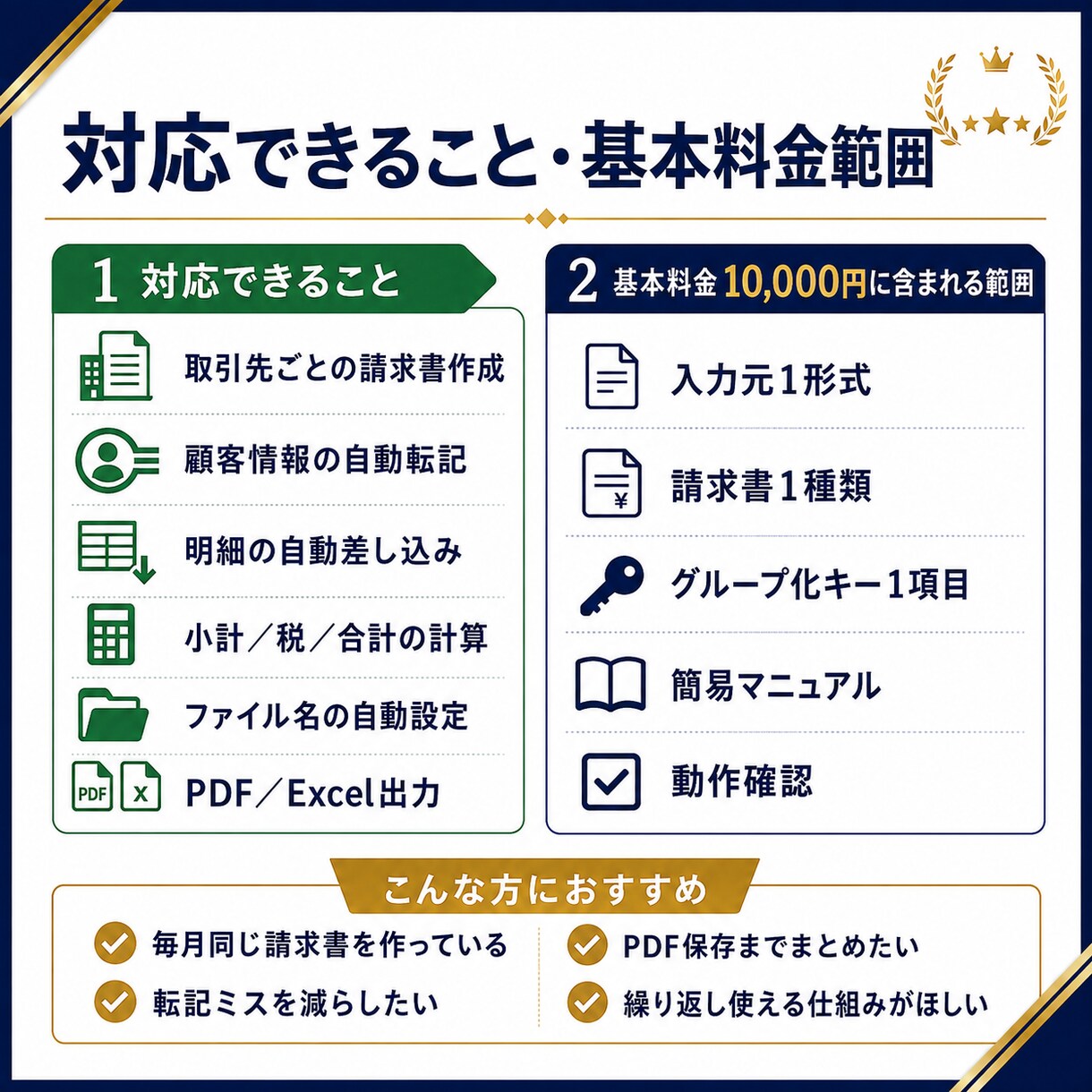 Excelから請求書を一括作成します 取引先ごとの転記・PDF保存を自動化します イメージ3