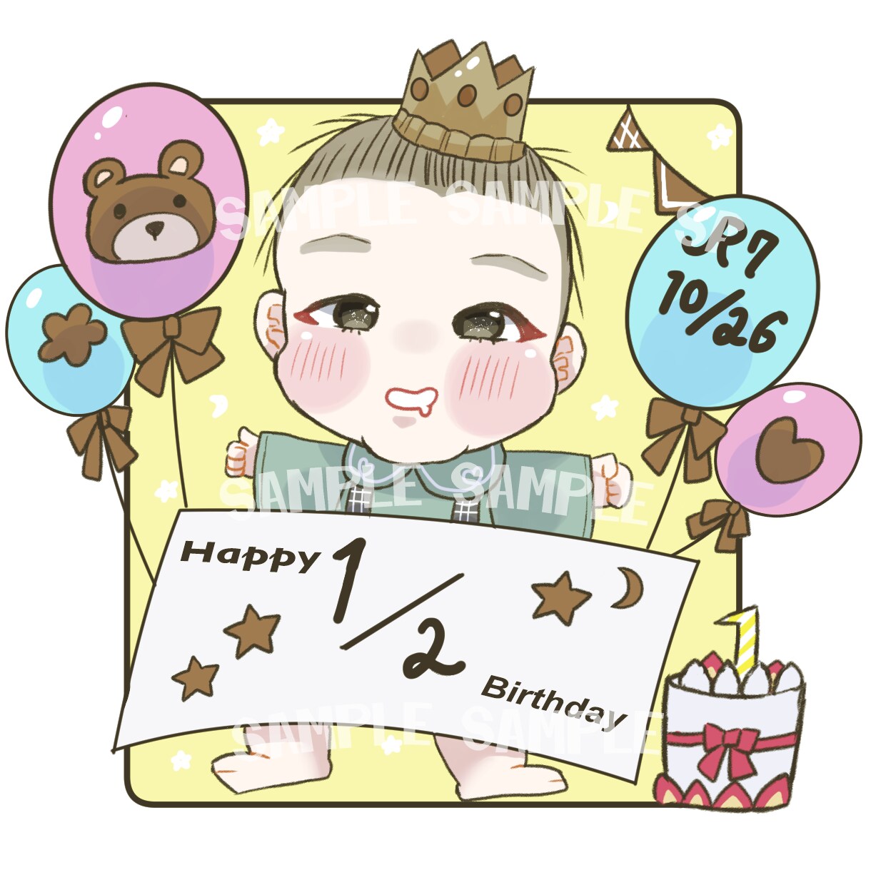 成長記念に♡可愛い赤ちゃんの似顔絵描きます アイコン/Instagram/x/プレゼント/鑑賞用/記念 イメージ5