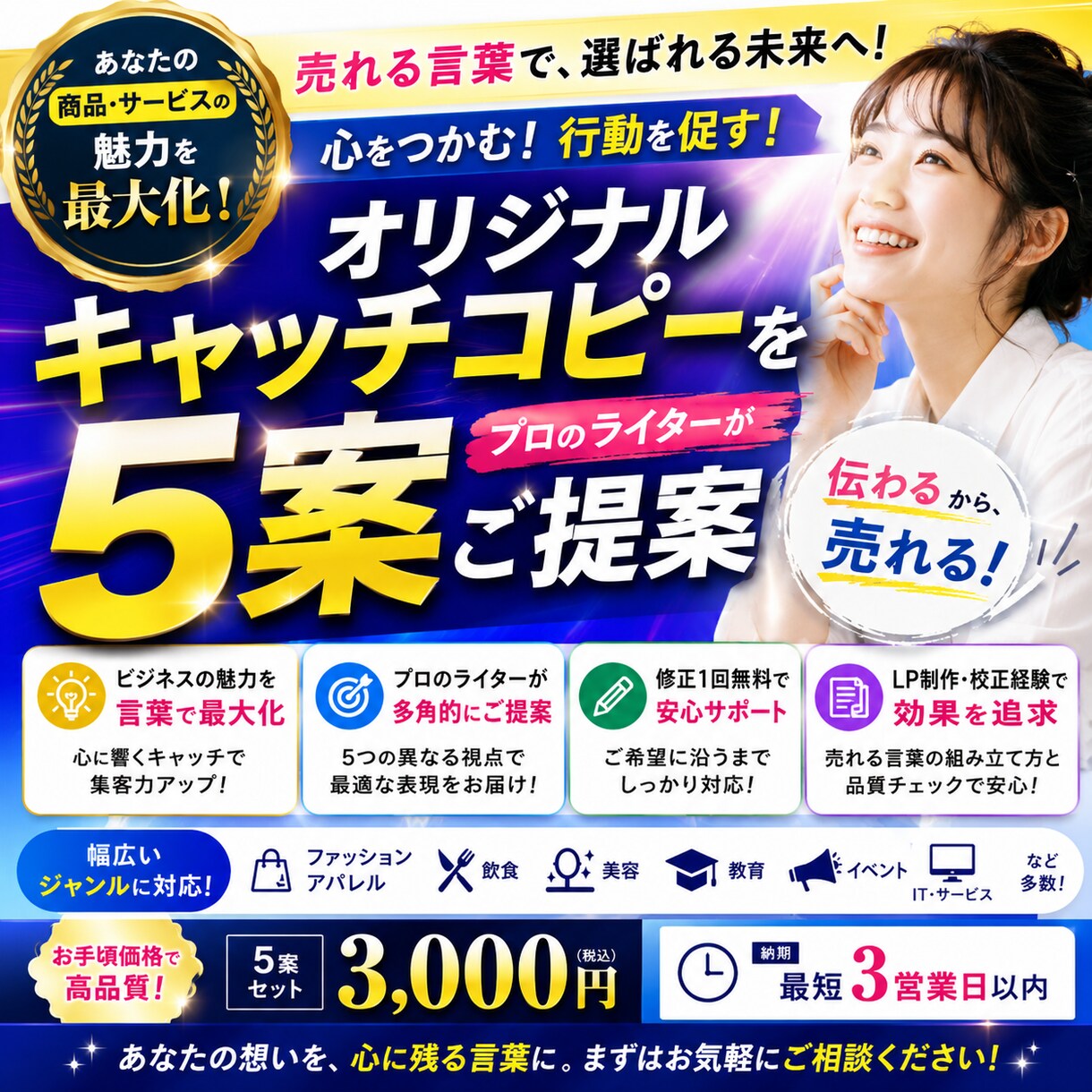 魅力を最大化！オリジナルキャッチコピーを提案します ビジネスや商品の魅力を加速するオリジナルキャッチコピーの提案 イメージ1