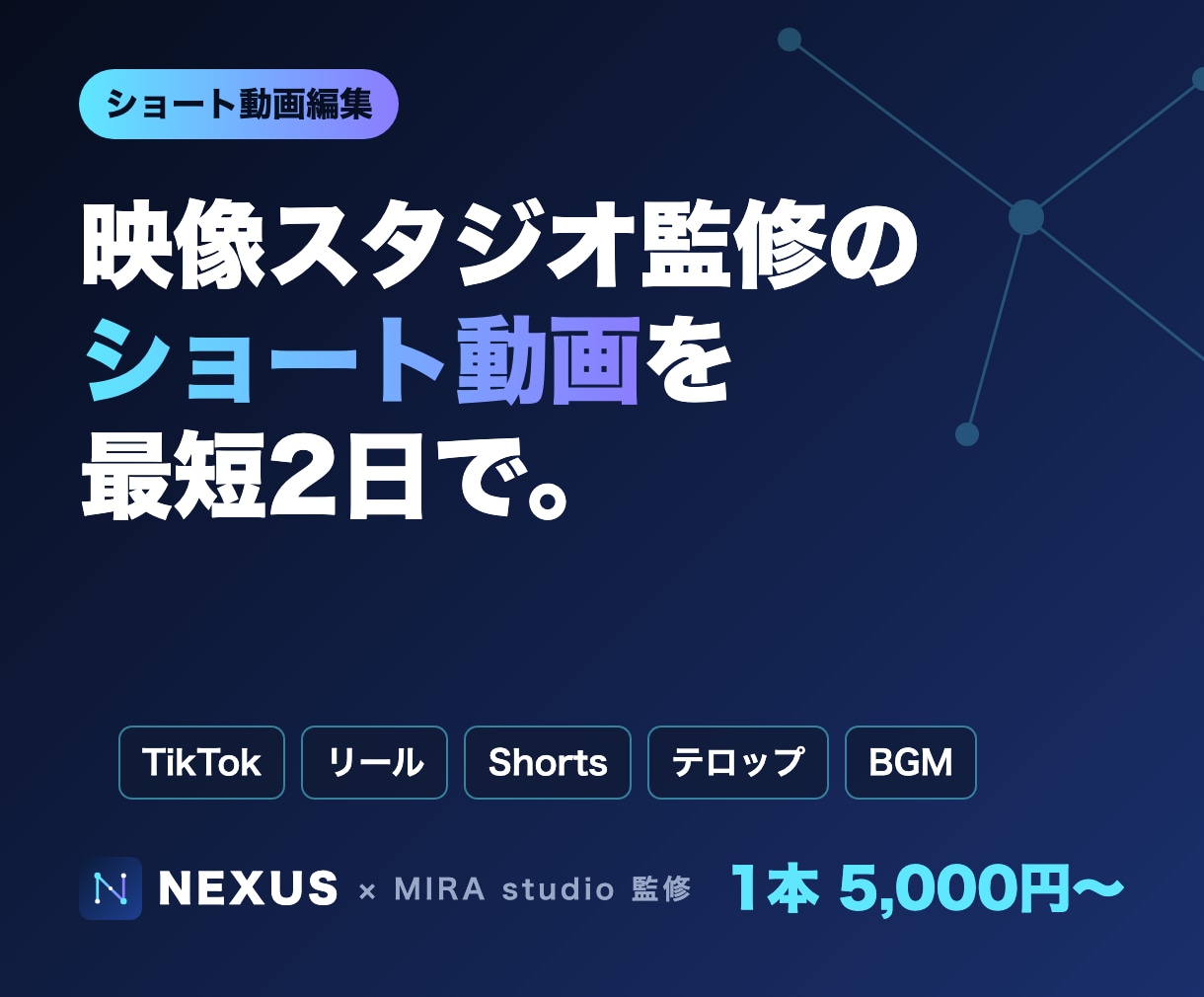 映像スタジオ監修でショート動画を編集します TikTok・リール対応｜テロップ・BGM込みで最短2日 イメージ1